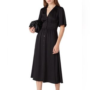 Ba&sh Pamela robe black satin midi dress